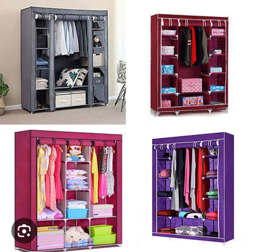 3 door portable canva Wardrobe