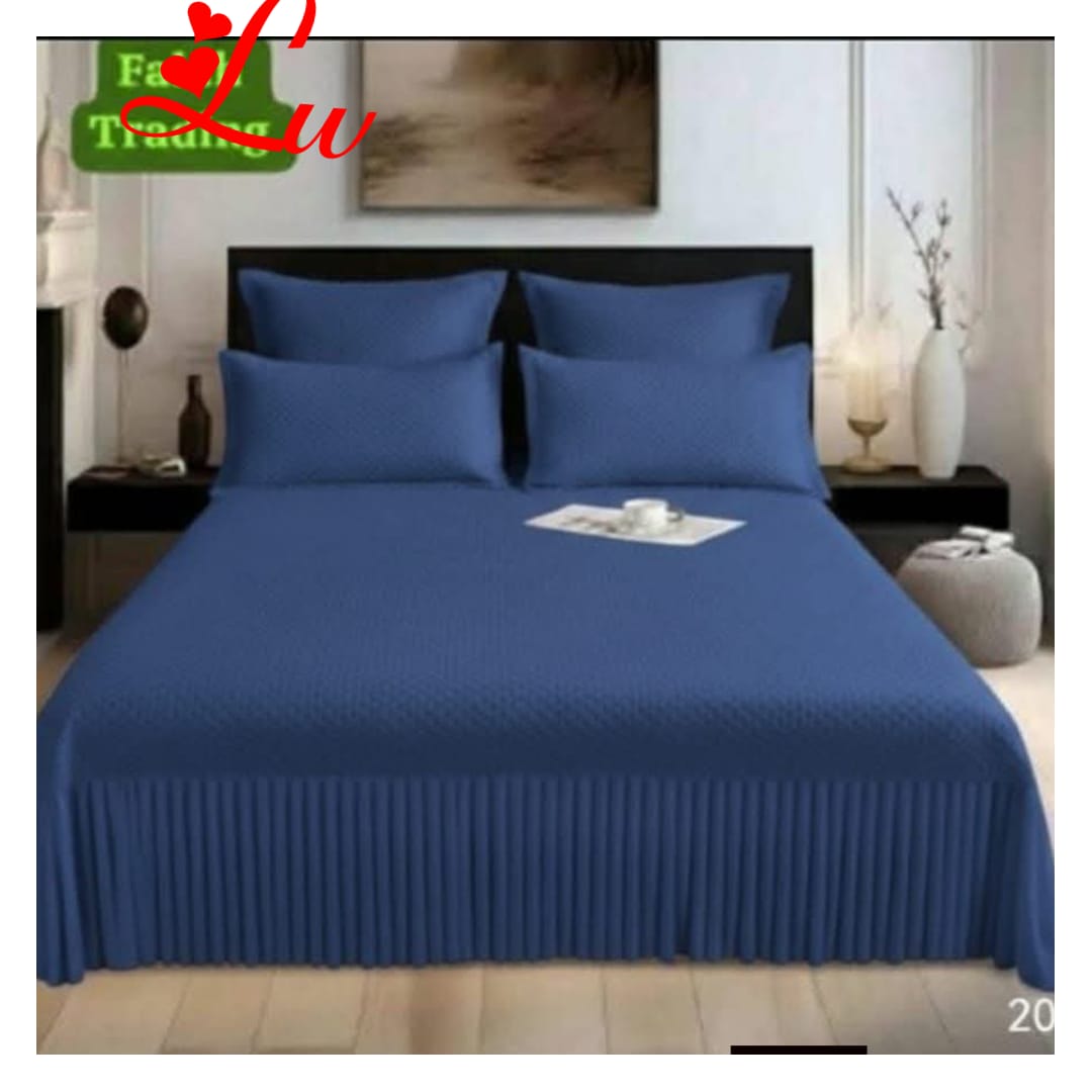 5 Piece Frilled Bamboo Quilt Queen & King Sizes